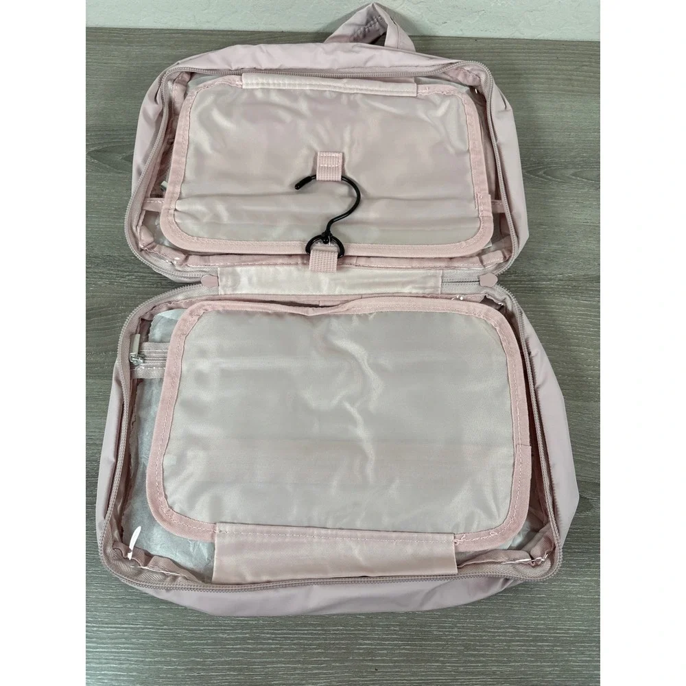 Bagsmart Hanging Toiletry Bag Quilted Puffer Travel Organizer Pink Large